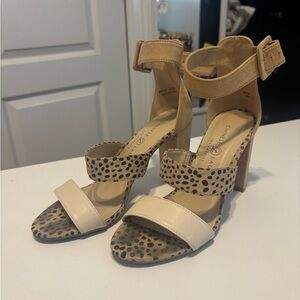 Chinese Laundry Cream and Black Polka Dot Heels